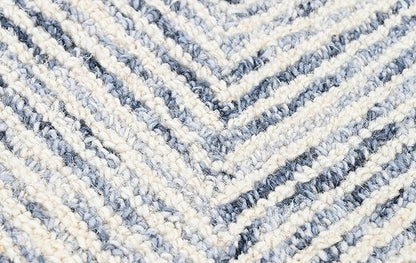 Modern Herringbone Chevron Collection Handcrafted Wool Area Rug - Durable, Zigzag Pattern, for High Traffic, Contemporary Design for Living Room, Bedroom, Dining Room Decor (Denim blue, 10' x 12')