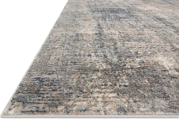 Loloi Teagan Collection TEA-05 Denim/Slate 11'-6" x 15' Area Rug, Large, Soft Neutral Rug, High-Traffic for Living Room, Bedroom, Home Office, Dining Area