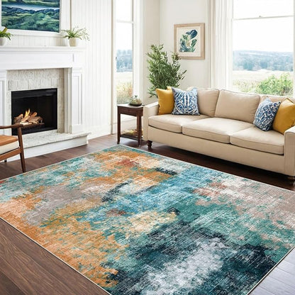 vivorug Washable Rug, Ultra Soft Area Rug 3x5, Non Slip Abstract Small Rug, Stain Resistant Rugs for Living Room Bedroom, Modern Style, Rosy Clouds