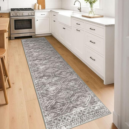 KILOCOCO Hallway Runner Rug 2'x8' Runners for Hallways Washable Runner Rug Non Slip Laundry Room Rug Low-Pile Rug Runner for Bedroom Kitchen Living Room Boho Rug, Taupe