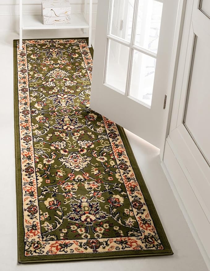 Unique Loom Sialk Hill Collection Area Rug - Washington (2' 7" x 10' Runner Green/Hunter Green)