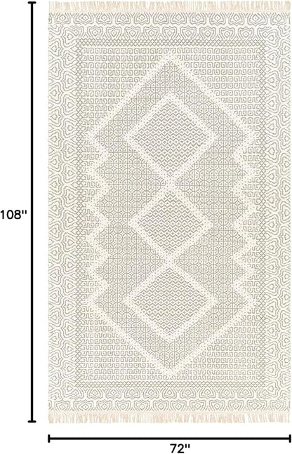 Mark&Day Wool Rugs, 6x9 Nishnabotny Cottage Light Gray Area Rug, Grey Beige Carpet for Living Room, Bedroom or Kitchen (6' x 9')