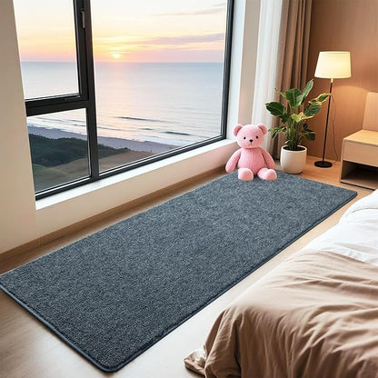 HQAYW 2x6 Soft Runner Rug for Hallways, Thickened Memory Foam Small Throw Bedside Rugs for Bedroom Living Room, Low Pile Washable Non Slip Carpet for Teens Kids Nursery Dorm Decor, Navy Blue