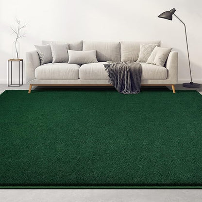 Large Area Rugs for Living Room Bedroom, 6x9 Feet Dark Green Rug, Minimalist Modern Shag Rug, Soft Thick Memory Foam Indoor Carpet, Non-Slip Washable Rug for Boys Girls Dorm Nursery Room Home Decor