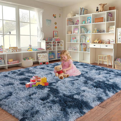 Extra Large Plush Rug High Pile Fluffy Rug for Living Room, Big Plush Non-Skid Shag Carpet, Soft Shaggy Rugs for Bedroom Indoor Modern Home Decor Tie Dye Camel 10x14ft