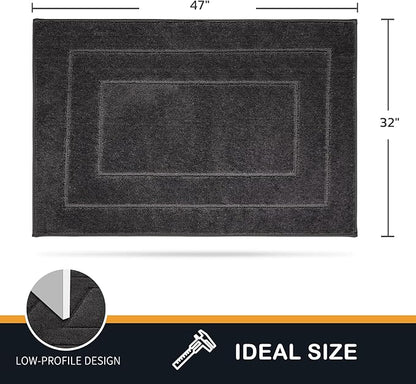 PURRUGS Dirt Trapping Door Mat 32" x 47", Non-Slip/Skid Machine Washable Entryway Rug, Dog Doormat, Super Absorbent Welcome Mat for Muddy Wet Shoes and Paws, Charcoal