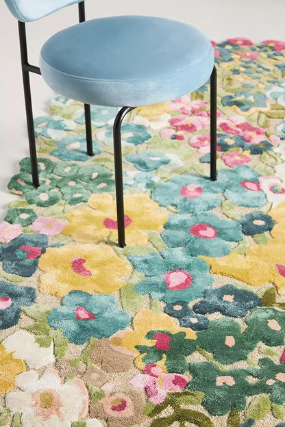 Cassia Wool Viscose Area Rug - 7’ x 10' – Handmade Wool Area Rugs –Yellow – Rugs for Living Room, Bedroom – Anti-Skid – Carpets with Non-Slip Natural Backing with 100% Cotton