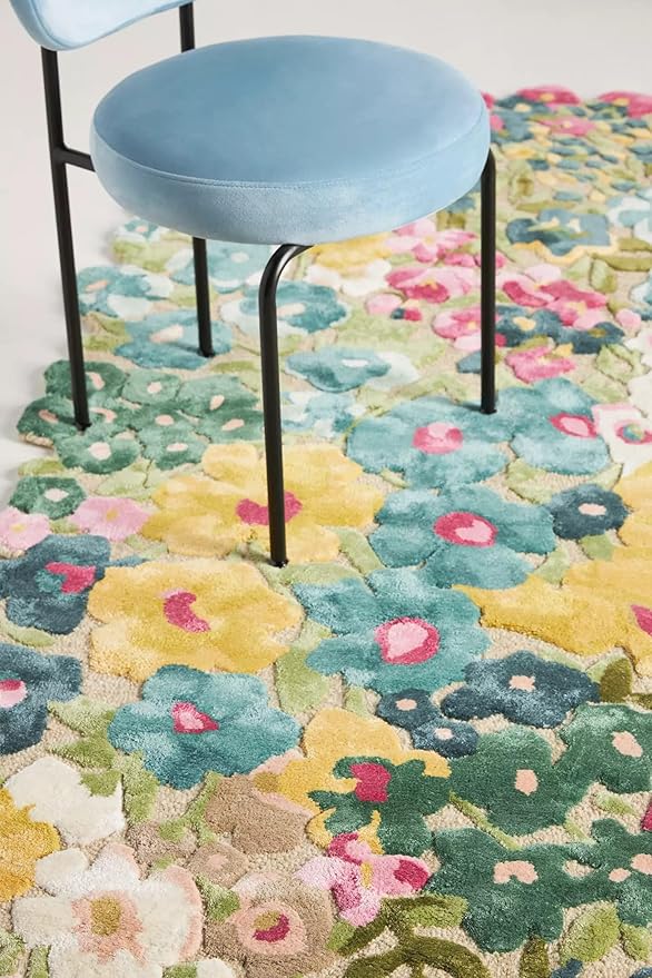 Cassia Wool Viscose Area Rug - 8’ x 10' – Handmade Wool Area Rugs –Yellow – Rugs for Living Room, Bedroom – Anti-Skid – Carpets with Non-Slip Natural Backing with 100% Cotton