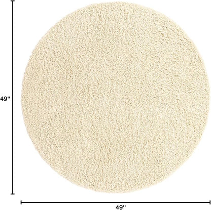 Unique Loom Solid Shag Collection Area Rug (4' 1" Round, Pure Ivory)