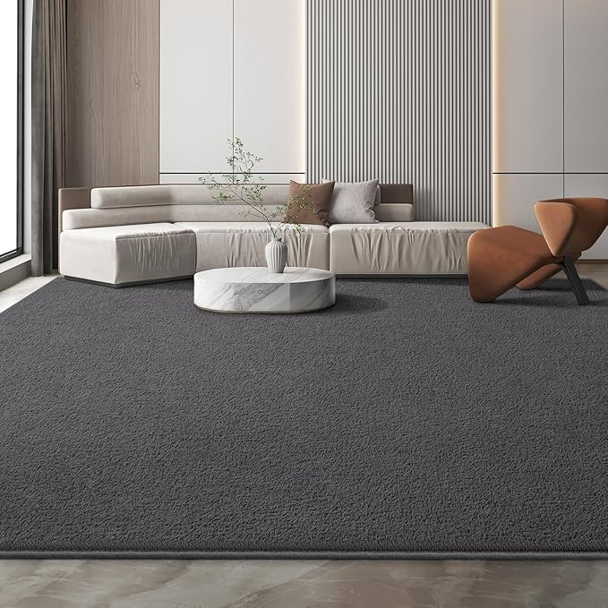 Large Modern Area Rugs for Living Room Bedroom, 6x9 Feet Dark Grey Ultra Soft Solid Thickened Memory Foam Indoor Minimalist Carpets, Non-Slip Comfy Rugs for Boys Girls Nursery Kids Room Home Décor