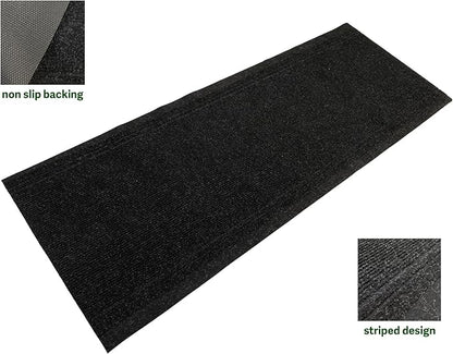 English Home Custom Size Anti Slip Charcoal Striped Design Light Weight Durable TPR Backing Thin Pile Runner Rug (26" x 13')