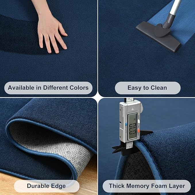 Amearea Large Modern Area Rugs for Bedroom Living Room, 5x8 Feet Navy Blue Thickened Memory Foam Rug, Fluffy Indoor Washable Rugs Non Slip Minimalist Carpet for Boys Girls Dorm Nursery Room Decor