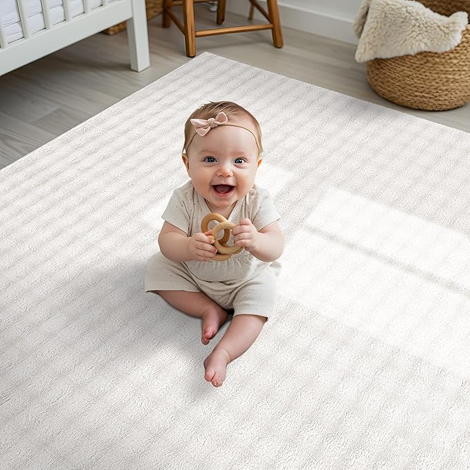 CAMILSON Modern White Non Slip Rug 4x6 Ultra Soft High Pile Area Rugs Non Skid Rubber Backing Durable & Easy to Clean Carpet for Living Room Bedroom Kids Room Indoor Use (4 x 6 White)