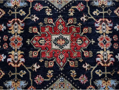 Black Vegetable Dyes Wool Soft Pile Karjihooz Design with All Over Pattern Hand Knotted Square Oriental Rug (8'x8')