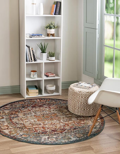 Unique Loom Isabella Collection Area Rug - Adjani (7' 10" Round, Multi/ Beige)