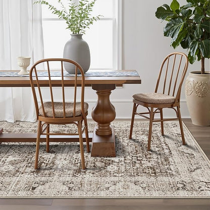 LUMI 4x6 Washable Area Rug for Living Room, Ultra Soft Traditional Vintage Rugs Non Slip with Rubber Backing, Low Profile, High Traffic, Stain Resistant Carpets, Ideal for Bedroom, Dining Room, Indoor