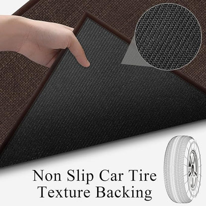 Jute Runner Rug Non Slip Washable, 18ft Rubber Backed Laundry Rugs Laundry Room Runner, Long Hallway Carpet Rug Mat, Deep Brown