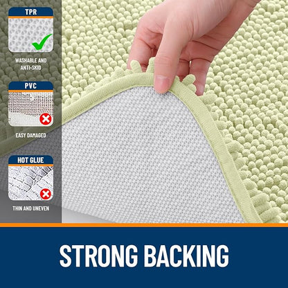 OLANLY Bathroom Rugs 30x20, Extra Soft Absorbent Chenille Bath Rugs, Rubber Backing Quick Dry, Machine Washable Bath Mats for Bathroom Floor, Tub and Shower, Home Decor Accessories, Vanilla