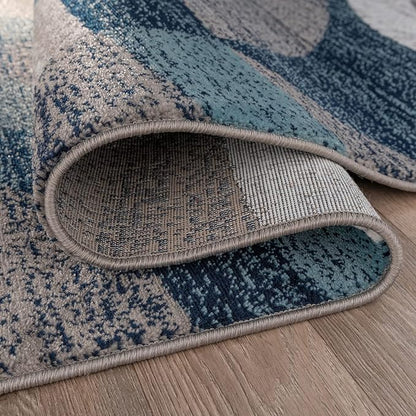 Rugshop Contemporary Abstract Circles Perfect for high Traffic Areas of Your Living Room,Bedroom,Home Office,Kitchen Area Rug 6'6" x 9' Blue