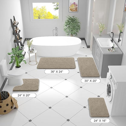 OLANLY Bathroom Rugs 24x16, Extra Soft Absorbent Chenille Bath Rugs, Rubber Backing Quick Dry, Machine Washable Bath Mats for Bathroom Floor, Tub and Shower, Home Decor Accessories, Warm Taupe