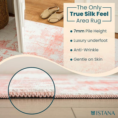 Istana 4x6 Area Rug - Pink Rugs for Living Room 4x6 - Foldable Rugs for Bedroom - Stain Resistant Washable Rug - Eco-Friendly Boho Area Rugs - Easy to Clean Living Room Rug 4 x 6