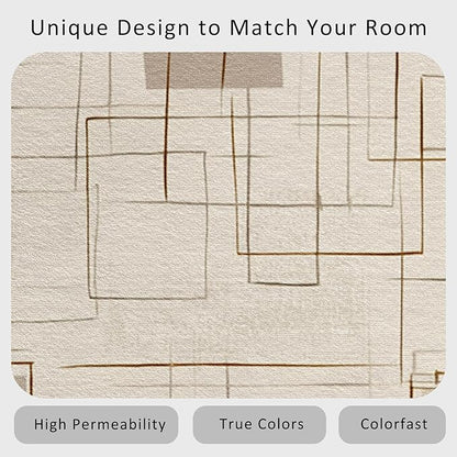 Geometric Rug, Washable 4x5 Rug for Living Room, Modern Abstract Patterned Indoor Carpet, Geometric Decor for Home, Bedroom, Soft Non Slip Thin Design FER55