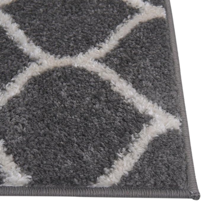 Rugs.com Lattice Frieze Collection Rug – 10' x 14' Dark Gray Medium Rug Perfect for Living Rooms, Large Dining Rooms, Open Floorplans