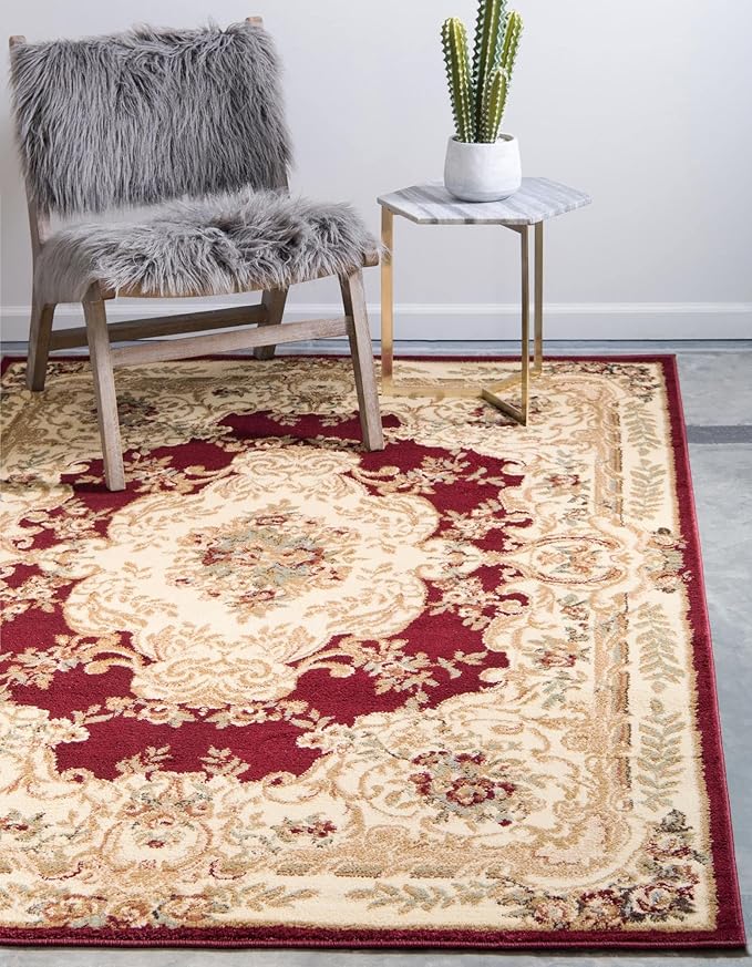 Rugs.com Chateau Collection Rug – 10 Ft Runner Cream Medium Rug Perfect for Entryways, Kitchens, Breakfast Nooks, Accent Pieces