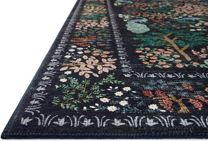 Loloi Rifle Paper Co. Canopy Collection CNP-05 Charcoal 3'-9" x 3'-9" Round Accent Rug