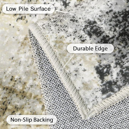 GENIMO Washable Area Rugs for Living Room, 10x14 Modern Non Slip Rugs, Low Pile Lightweight Soft Print Rug for Bedroom, Dining Room, Home Office, Washed Livid