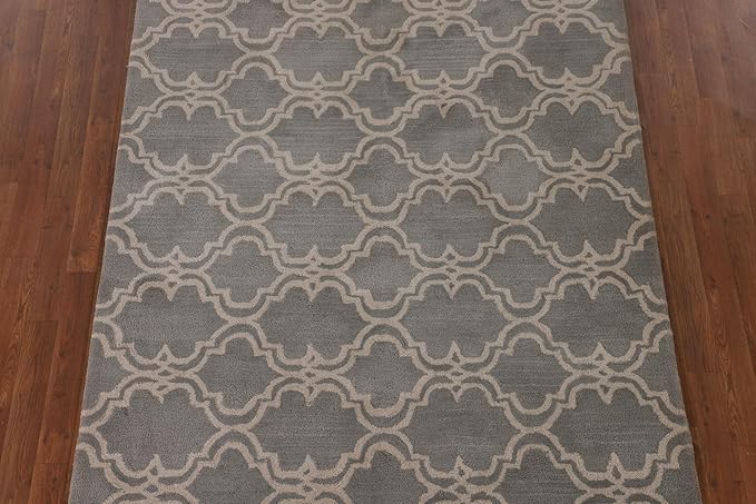 Modern Collection 5 x 8 Trellis Area Rug, All-Over/Geometric Wool Carpet for Home Décor, Living Room, Dining Room, and Bedroom