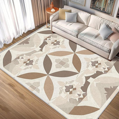 Geometric Rug, Washable 4x6 Rug for Living Room, Modern Abstract Patterned Indoor Carpet, Geometric Decor for Home, Bedroom, Soft Non Slip Thin Design FER86
