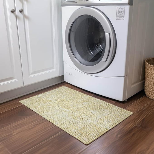 Addison Rugs Chantille ACN591 Wheat 1'8" x 2'6" Indoor Outdoor Area Rug, Easy Clean, Machine Washable, Non Shedding, Bedroom, Living Room, Dining Room, Kitchen, Patio Rug