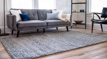 Unique Loom Solid Shag Collection Area Rug (5' 1" x 8' Rectangle Cloud Gray)