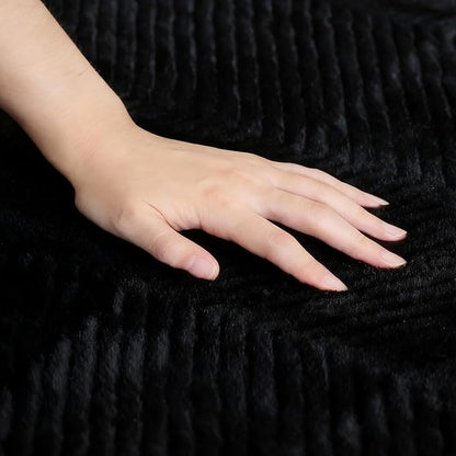 Area Rug for Living Room - 3x5 Soft Faux Rabbit Fur Modern Geometric Wave Carpet for Bedroom, Black
