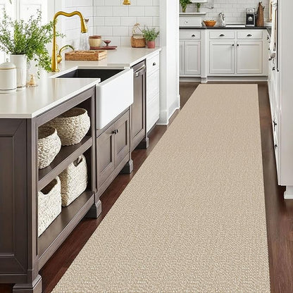 EARTHALL Runner Rug 3x20 Ft Washable Runners for Hallways Extra Long Woven Non Slip Entryway Runner Braided Kitchen Runner Indoor Outdoor Carpet Runners for Hotels, Officel, Stair, Send/Beige