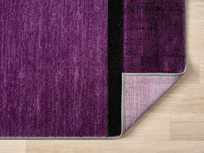 Geometric Area Rug - Decorative Home & Office Rug - Indoor Carpet for Living Room, Bedroom, Family or Dining Room - Non-Fading Polyester Material, Stain-Proof - Made in Turkey - Purple 5 x 7 ft
