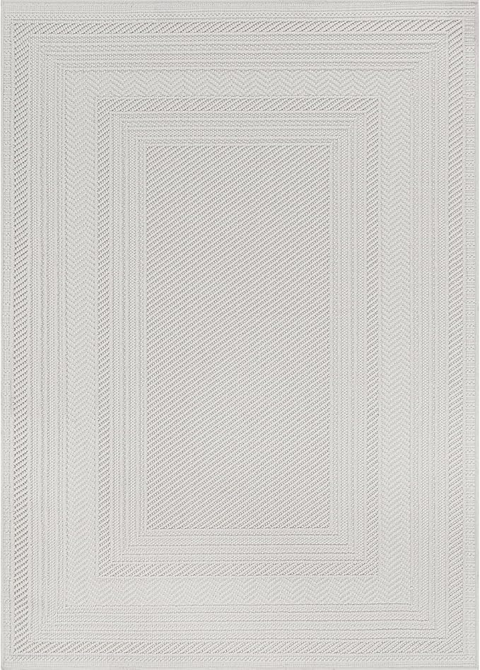 Micro Loop Indoor Rug White 10x14 Boho Geometric Neutral Area Rugs for Living Room Soft Luxury Modern Low and High Pile Durable Stain Resistant Non-Shedding Indoor Area Carpet 10 x 14