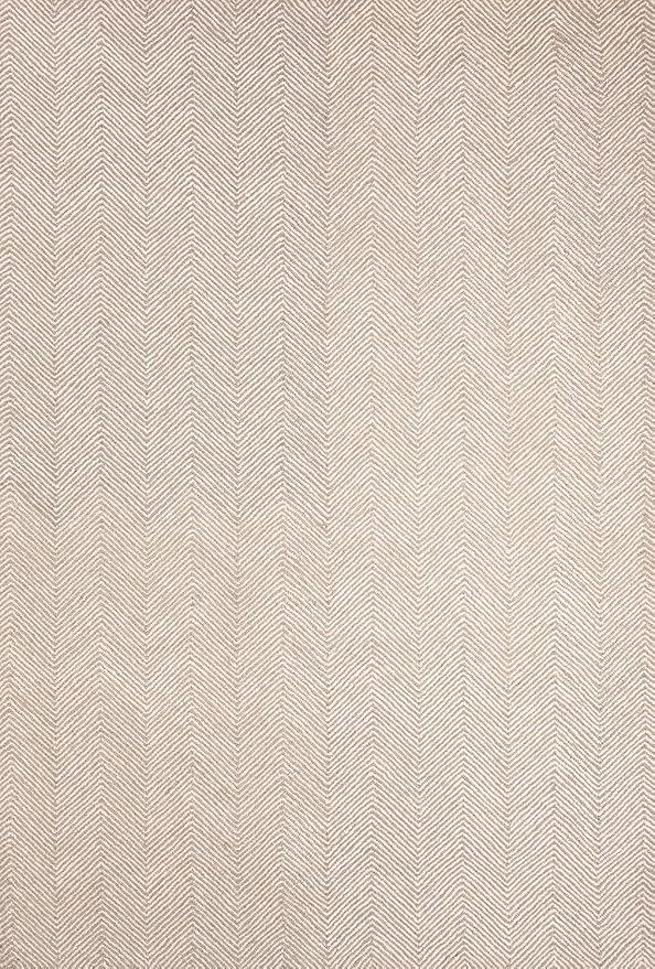 Modern Herringbone Chevron Collection Handcrafted Wool Area Rug - Durable, Zigzag Pattern, for High Traffic, Contemporary Design for Living Room, Bedroom, Dining Room Decor (Sand Beige, 2' x 3')