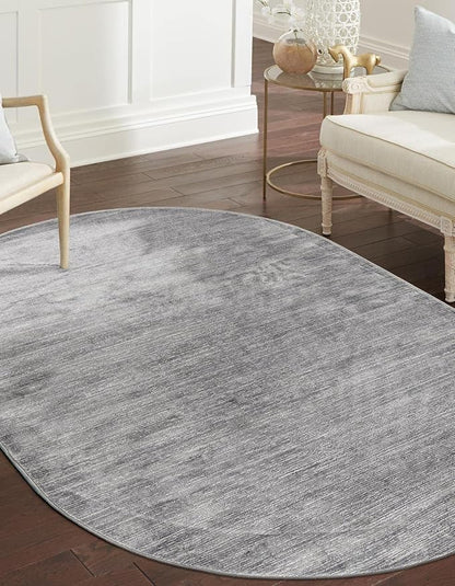 Unique Loom Finsbury Collection Area Rug - Kate (5' 3" x 8' Oval, Gray/ Ivory)