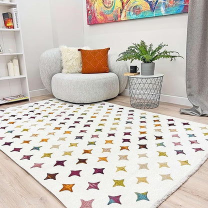 Alfa Rich 3x10 Moroccan White Area Rugs for Living Room Decor Washable Cotton Pet Friendly Runner