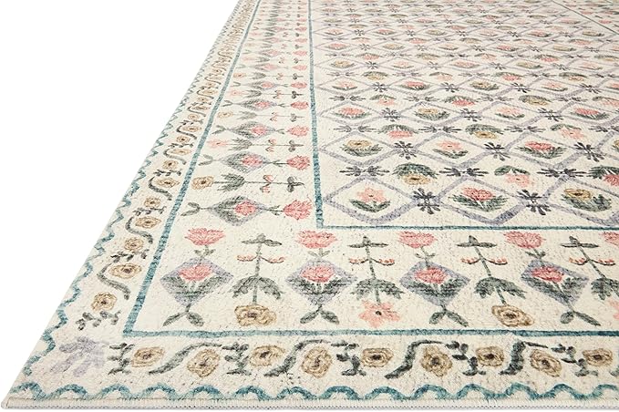 Loloi Rifle Paper Co. Eden Collection EDE-03 Lattice Ivory 8'-6" x 11'-6" Area Rug feat. CloudPile™