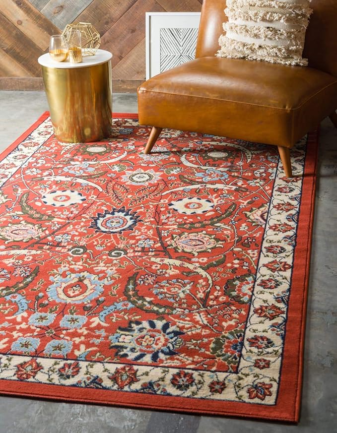 Unique Loom Espahan Collection Area Rug - Cape Cod (5' 3" x 8' Rectangle, Terracotta/ Black)