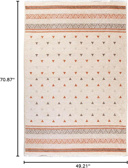 Alfa Rich 4x6 Beige Terracotta Washable Area Rugs for Living Room Kitchen Bedroom Decor Rug