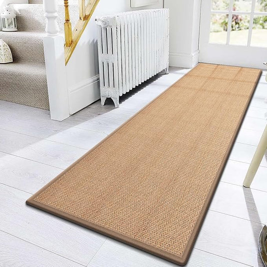 Rubber Runner Rug for Hallways Non Slip, Low Pile Long Laundry Room Mat Hall Jute Rug Runner Carpet Non Skid