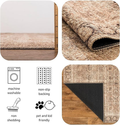 Keen Home Design 2x7 Rug - Machine Washable Runner Rug with Non-Slip Backing, Ideal for Hallway, Entryway, Kitchen, Laundry Room - Vintage, Easy Clean, Durable, Low Pile - (2'6" x 7')