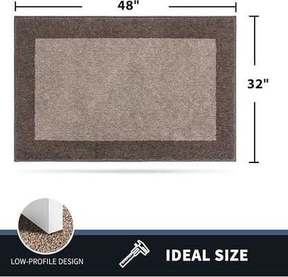 PURRUGS Dirt Trapping Door Mat 32" x 48", Non-Slip/Skid Machine Washable Entryway Rug, Shoes Scraper, Throw Rug, Super Absorbent Area Rug for Muddy Wet Shoes and Paws, Beige & Grayish Brown