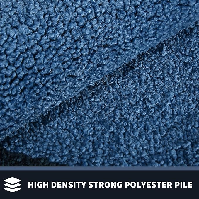 PURRUGS Dirt Trapping Door Mat 34" x 60", Non-Slip/Skid Machine Washable Entryway Rug, Shoes Scraper, Throw Rug, Super Absorbent Area Rug for Muddy Wet Shoes and Paws, Light Blue & Navy