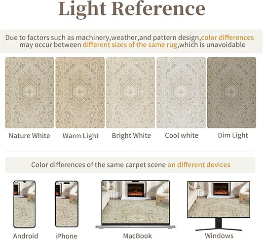 SERISSA Boho Rugs for Entryway, 2x3 Beige Entryway Rug Non-Slip Washable Small Area Rug, Ultra Soft Oriental Vintage Low-Pile Indoor Door Mat Floor Carpet for Entrance Bedroom Kitchen Bathroom