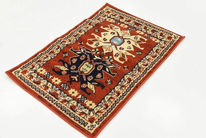 Unique Loom Taftan Collection Border Geometric Tribal Inspired Design Area Rug (2' 2 x 3' 0 Rectangular, Terracotta/ Ivory)